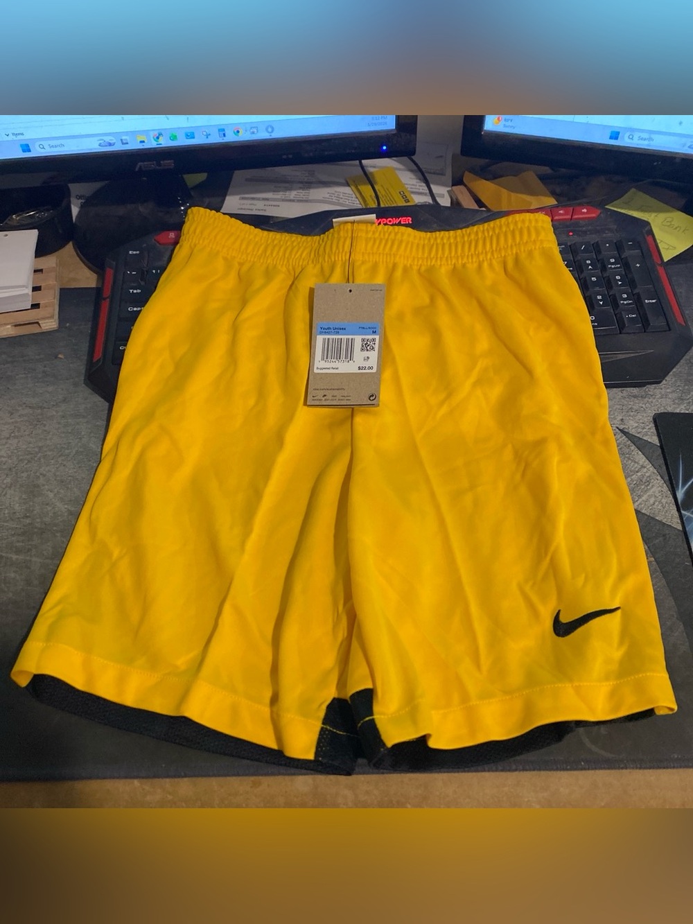 Nike Dri-Fit League Knit III Short Kids XL Soccer University Gold Black NWT